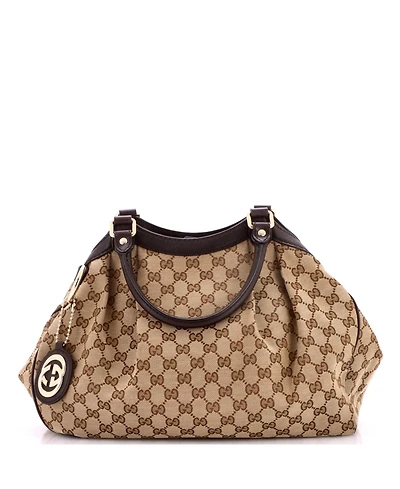 Pre-Owned Gucci Medium Sukey Tote Gg Canvas with Leather