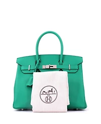 Pre-Owned Hermes Birkin 30 Handbag Green Epsom with Palladium Hardware