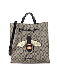 Pre-Owned Gucci Tall Convertible Soft Open Tote Printed Gg Coated Canvas