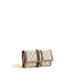 Pre-Owned Gucci Jackie 1961 Continental Chain Wallet Gg Coated Canvas