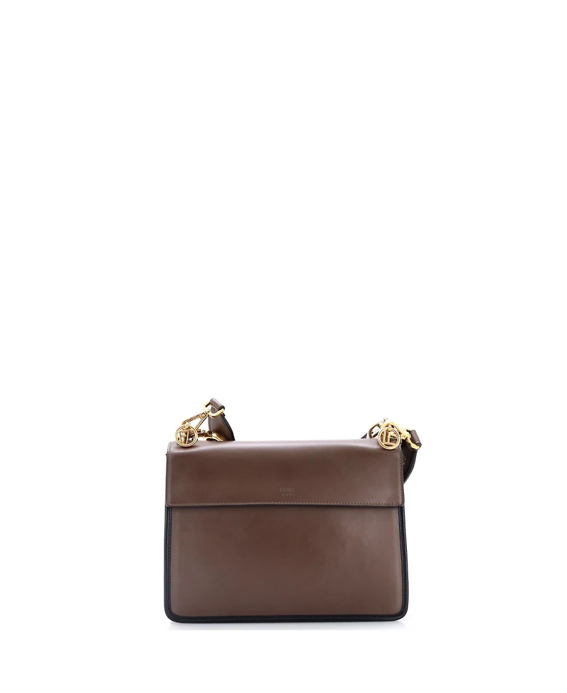 Pre-Owned Fendi Medium Kan I F Shoulder Bag Leather with Zucca Embossed Detail