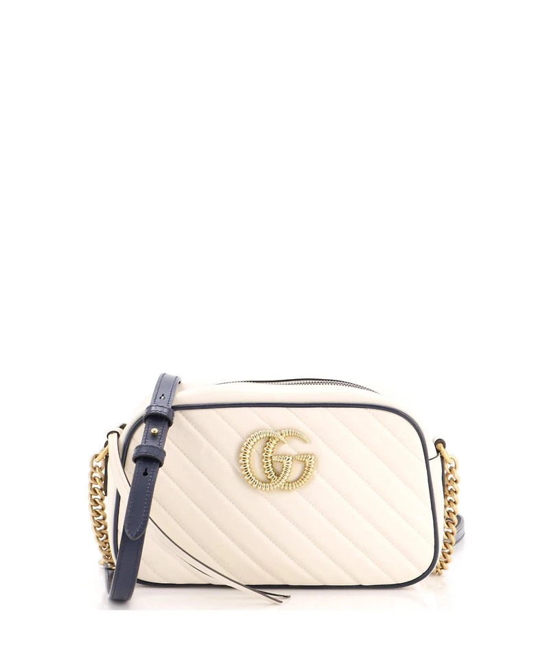 Pre-Owned Gucci Small Gg Marmont Shoulder Bag Diagonal Quilted Leather