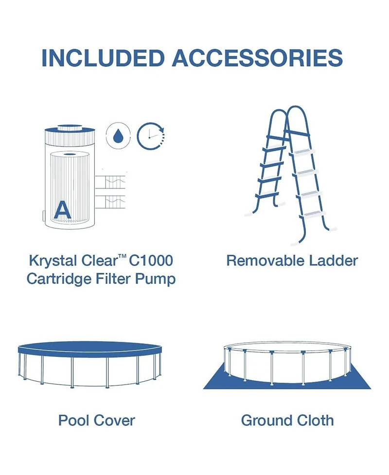 Intex Greywood Prism Frame 15ft x 48in Premium Above Ground Pool Set with Pump