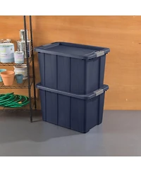 Sterilite Tuff1 30 Gal Plastic Storage Tote Bin w/Latching Lid, Blue (16 Pack)