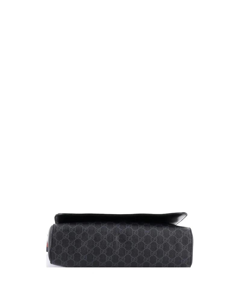 Pre-Owned Gucci Large Night Courrier Flap Messenger Gg Coated Canvas with Applique