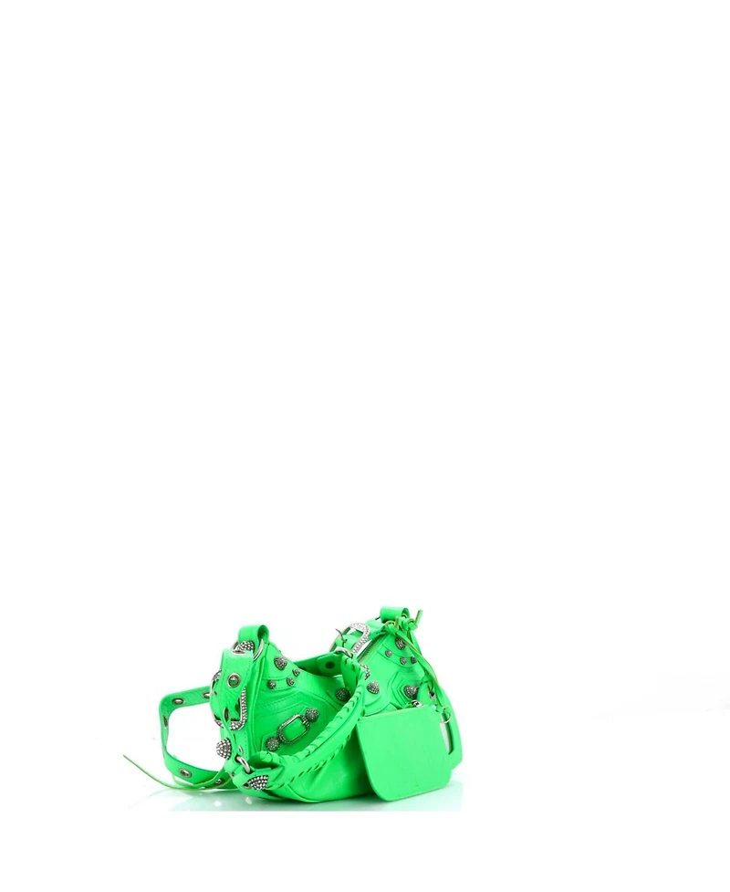Pre-Owned Balenciaga Xs Le Cagole Giant Studs Shoulder Bag Leather with Crystals