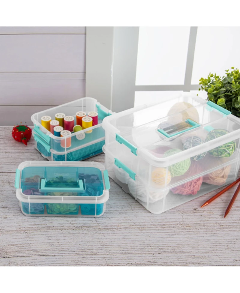Sterilite Convenient Home 3-Tiered Stack Carry Storage Box, Clear (6 Pack)