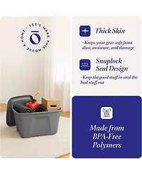 Homz 18-Gallon Stackable Plastic Storage Tote Container with Snap-On Lid, 8 Pack