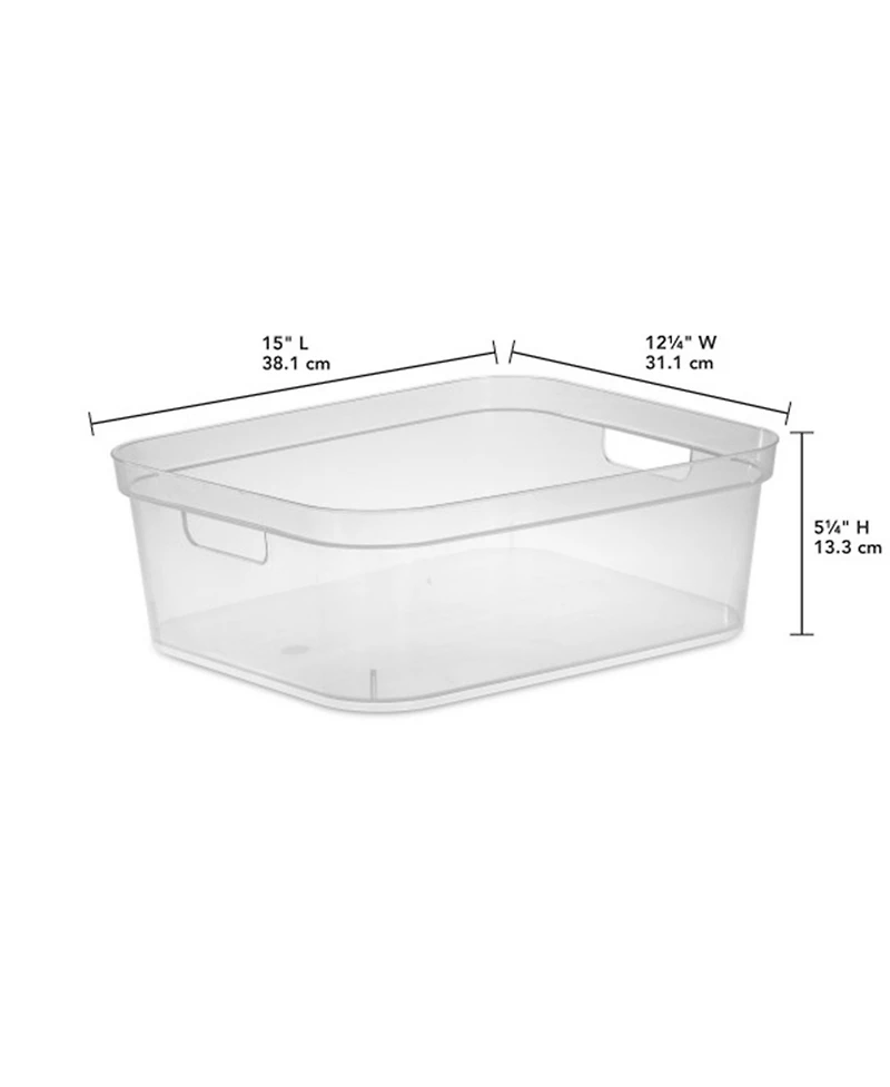 Sterilite 5.25 x 12 x 15 Inch Storage Bin w/ Carry Through Handles, Clear, 16 Ct