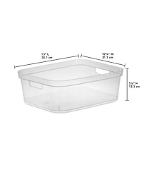 Sterilite 5.25 x 12 x 15 Inch Storage Bin w/ Carry Through Handles, Clear, 16 Ct