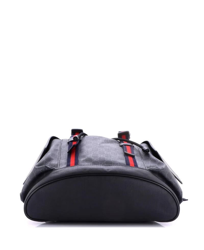Pre-Owned Gucci Large Double Pocket Buckle Backpack Gg Coated Canvas
