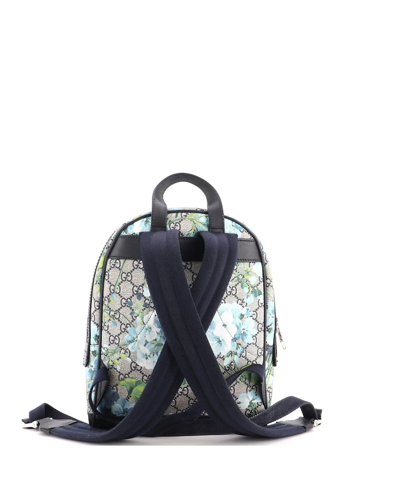 Pre-Owned Gucci Small Zip Pocket Backpack Blooms Print Gg Coated Canvas