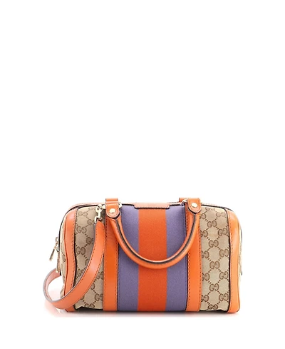 Pre-Owned Gucci Small Vintage Web Boston Bag Gg Canvas