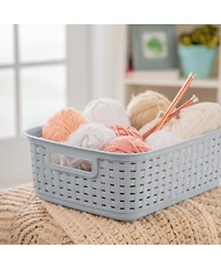 Sterilite Short Weave Wicker Pattern Storage Container Basket, Gray (18 Pack)