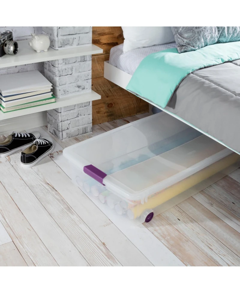 Sterilite 60 Quart ClearView Latch Lid Wheeled Underbed Storage Tote, (16 Pack)