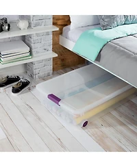 Sterilite 60 Quart ClearView Latch Lid Wheeled Underbed Storage Tote, (16 Pack)