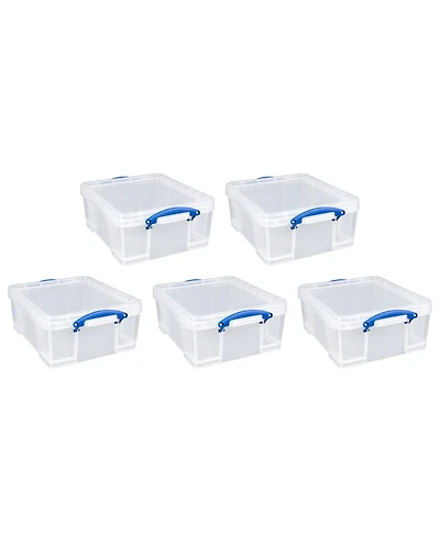 Really Useful Box 17L Storage Container with Lid and Clip Lock Handles, (5 Pack)