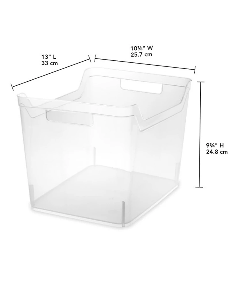 Sterilite Wide Shelf Home Office Storage Organizing Plastic Bin, 6 Pack, Clear