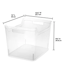 Sterilite Wide Shelf Home Office Storage Organizing Plastic Bin, 6 Pack, Clear