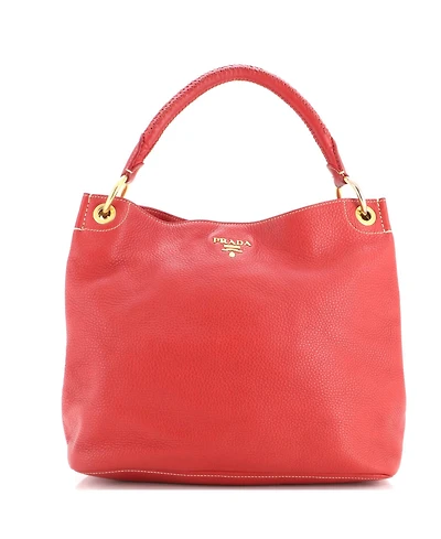 Pre-Owned Prada Large Rolled Hobo Vitello Daino