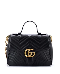 Pre-Owned Gucci Small Gg Marmont Top Handle Flap Bag Matelasse Leather
