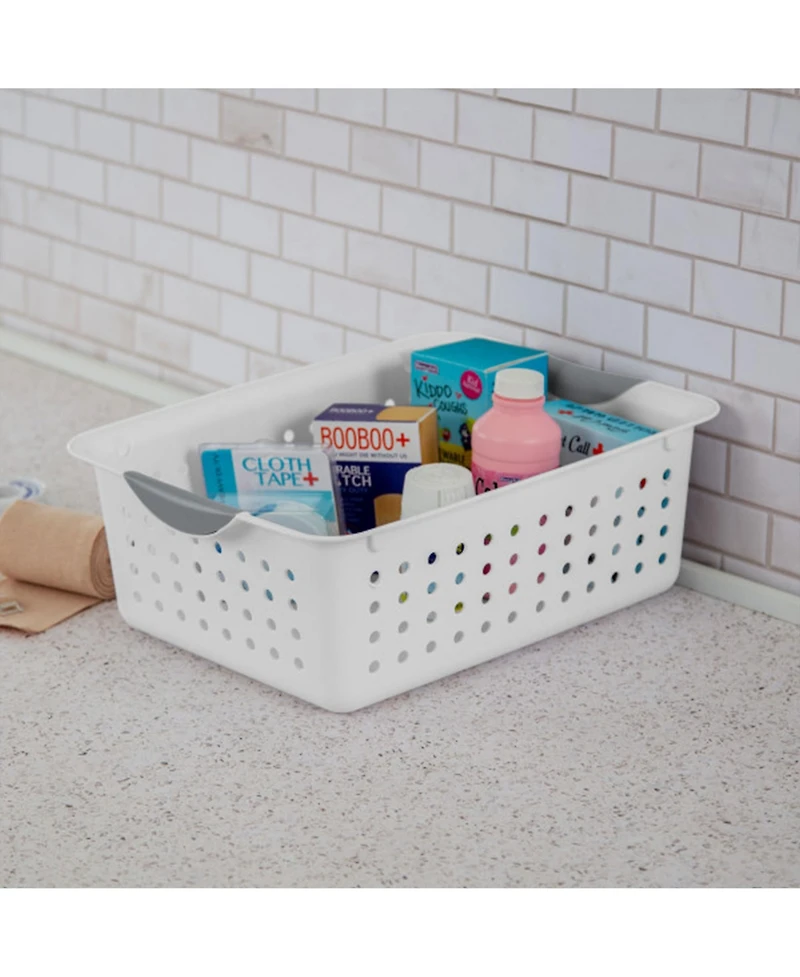 Sterilite Medium Ultra Plastic Storage Organizer Basket with Handles