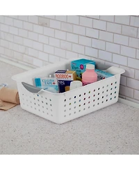 Sterilite Medium Ultra Plastic Storage Organizer Basket with Handles