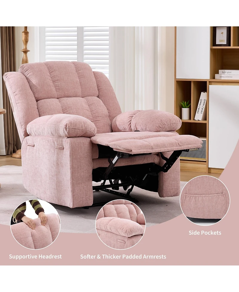 gaomon Oversized Manual Recliner Chair, 150degree(s) Ergonomic Wide Upholstered Leisure Chair for Living Room