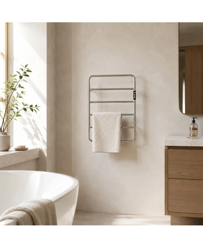Phying Electric Heated Towel Rack Smart Temperature Control Towel Warmer with Timer Digital Display Always-On Mode Wall Mounted Heating Rack