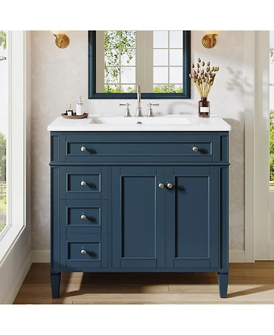 Tribesigns 36 Inch Bathroom Vanity with Sink with 3 Drawers and 2 Doors