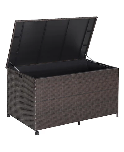 Mecale 133-Gallon Wicker Deck Box with Zippered Liner and Side Handles