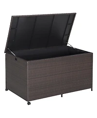 Mecale 133-Gallon Wicker Deck Box with Zippered Liner and Side Handles