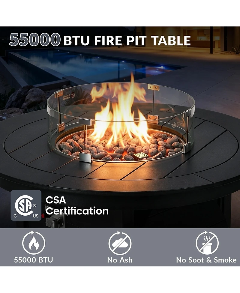WestinTrends 47" Modern Outdoor Patio Propane Gas Round Fire Pit Table