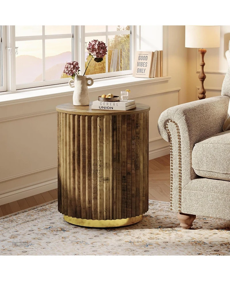 Tribesigns Round Side Table Set of 2, Small Bedside Table for Sofa