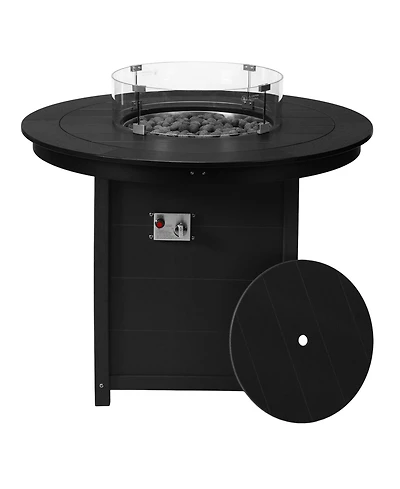 WestinTrends 47" Modern Outdoor Patio Propane Round Counter Height Fire Pit Table