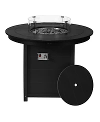 WestinTrends 47" Modern Outdoor Patio Propane Round Counter Height Fire Pit Table