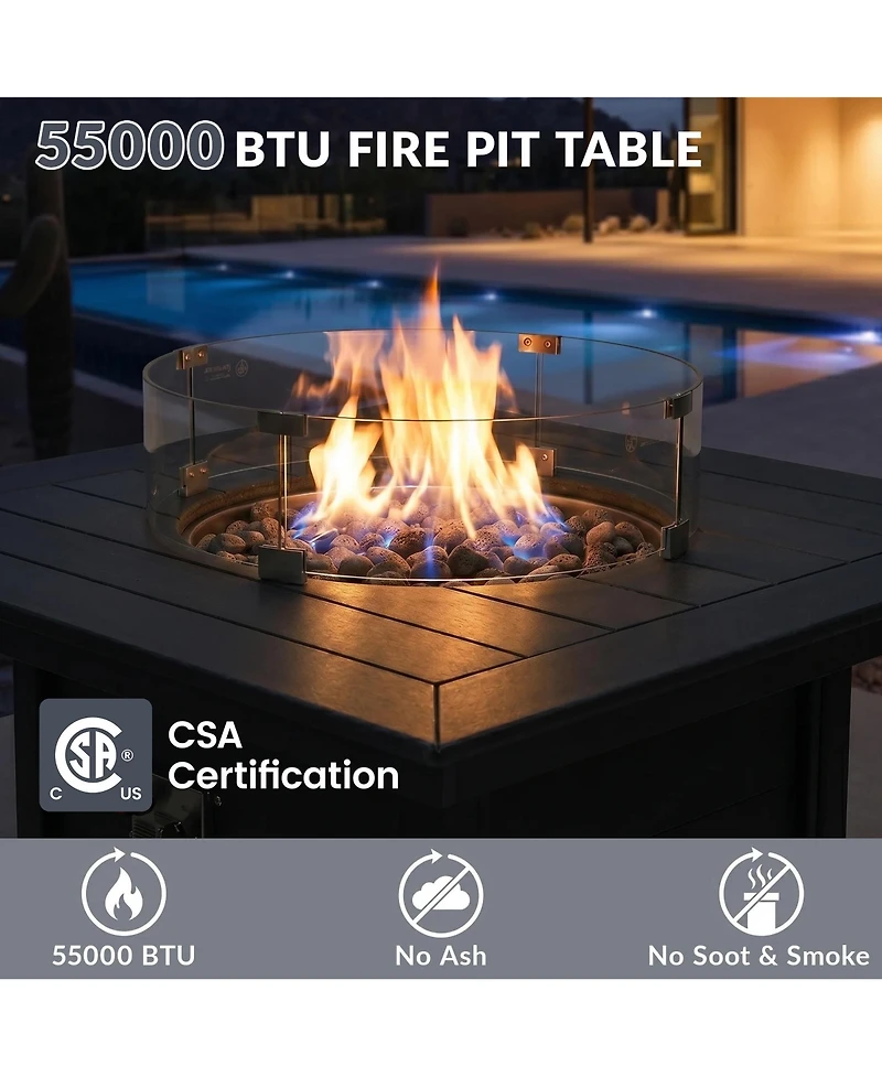 WestinTrends 42" Modern Outdoor Patio Propane Square Fire Pit Table