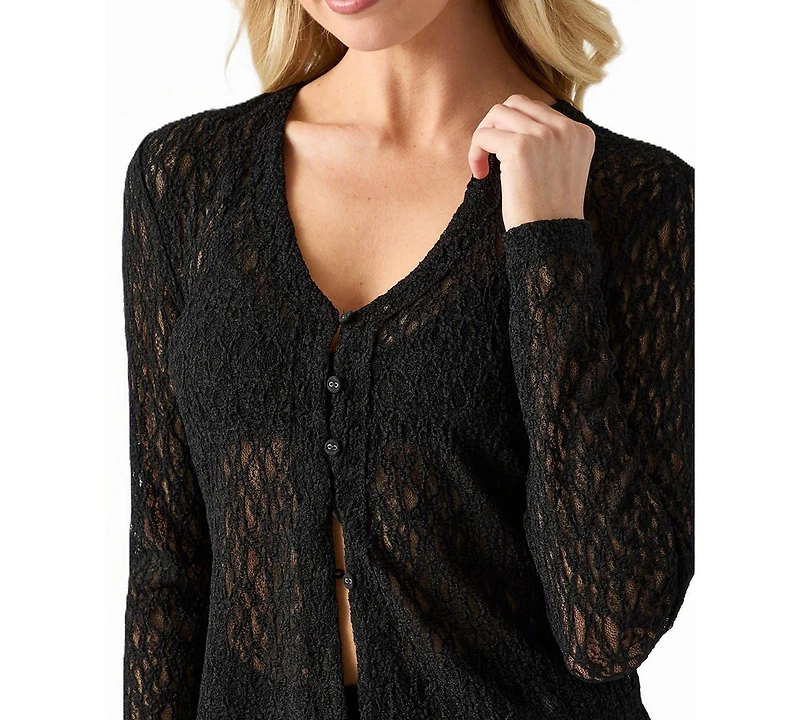 Guess Women's Matilde Lace Sheer Cardigan Sweater