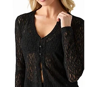 Guess Women's Matilde Lace Sheer Cardigan Sweater