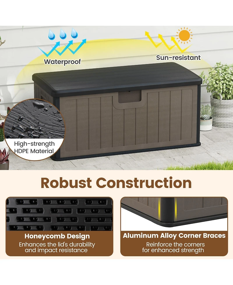 Mecale 100-Gallon Deck Box Bench, 440-lb Seating Capacity, Lockable Lid