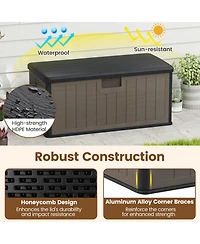 Mecale 100-Gallon Deck Box Bench, 440-lb Seating Capacity, Lockable Lid