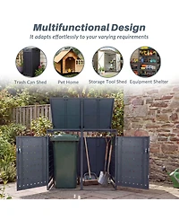 Mecale Double Trash Can Enclosure, Storage Shed for 32-64 Gal Bins
