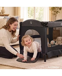 Kinder King 4-in-1 Portable Baby Playard with Bassinet and Mosquito Net, Bedside Sleeper and Changing Table