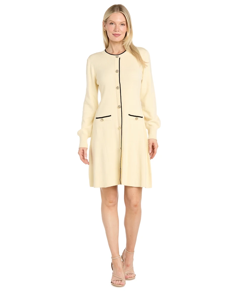 R & M Richards Women's Long-Sleeve Scoop-Neck Sweater Dress