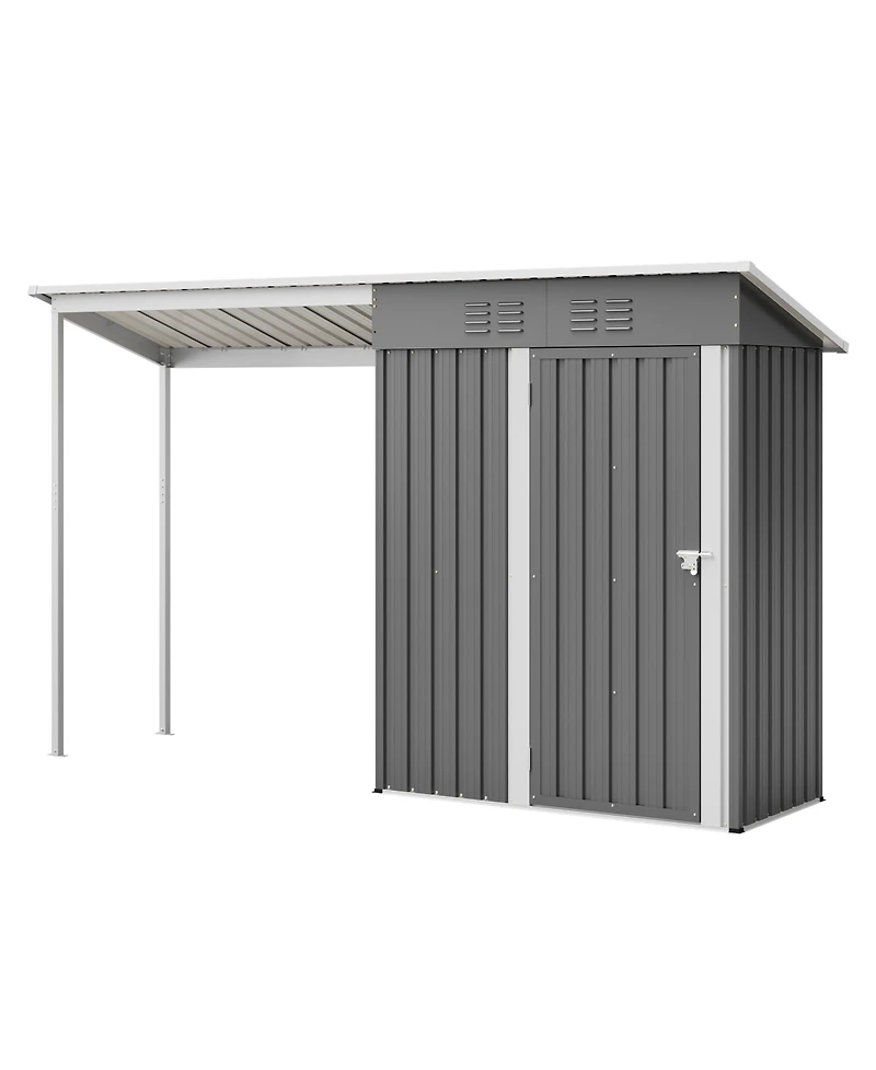 Mondawe 5x3FEET 2-in-1 Galvanized Steel Shed and Gazebo Combo, Lean-To Storage with Open Pergola