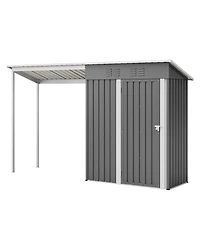 Mondawe 5x3FEET 2-in-1 Galvanized Steel Shed and Gazebo Combo, Lean-To Storage with Open Pergola