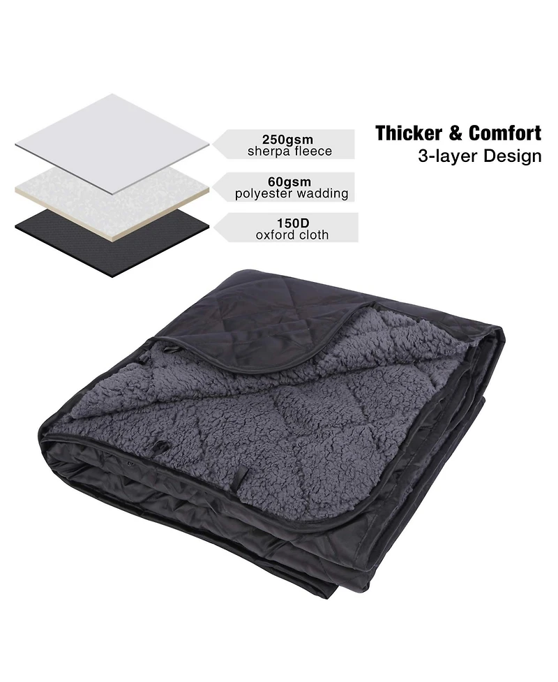 Piscifun Extra Large Sherpa Lined Camping Blanket Warm Windproof Water Resistant Machine Washable