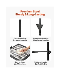 Sugift 16 In Swivel Campfire Grill Grate with 360 Degree Height Adjustable Steel Arm and Carry Bag