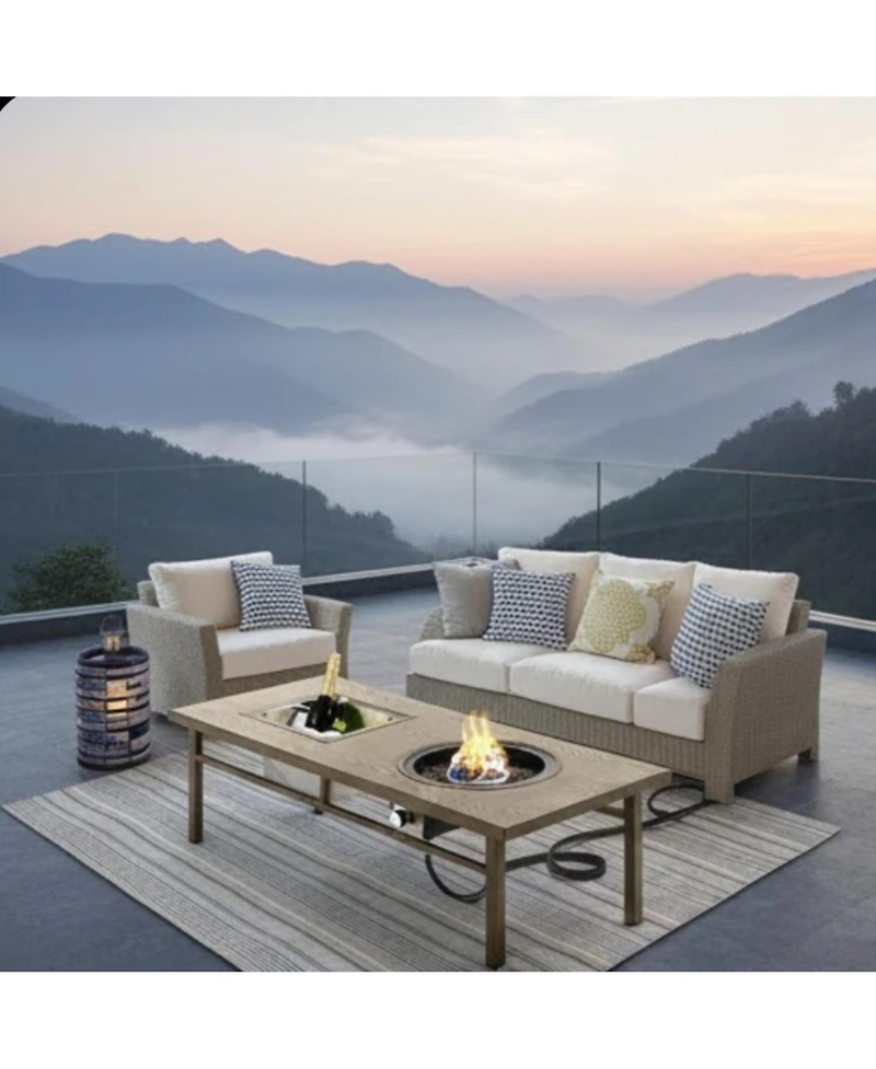 Mondawe 47" 3-in-1 Aluminum Propane Fire Pit Table with Ice Bucket, 50000 Btu