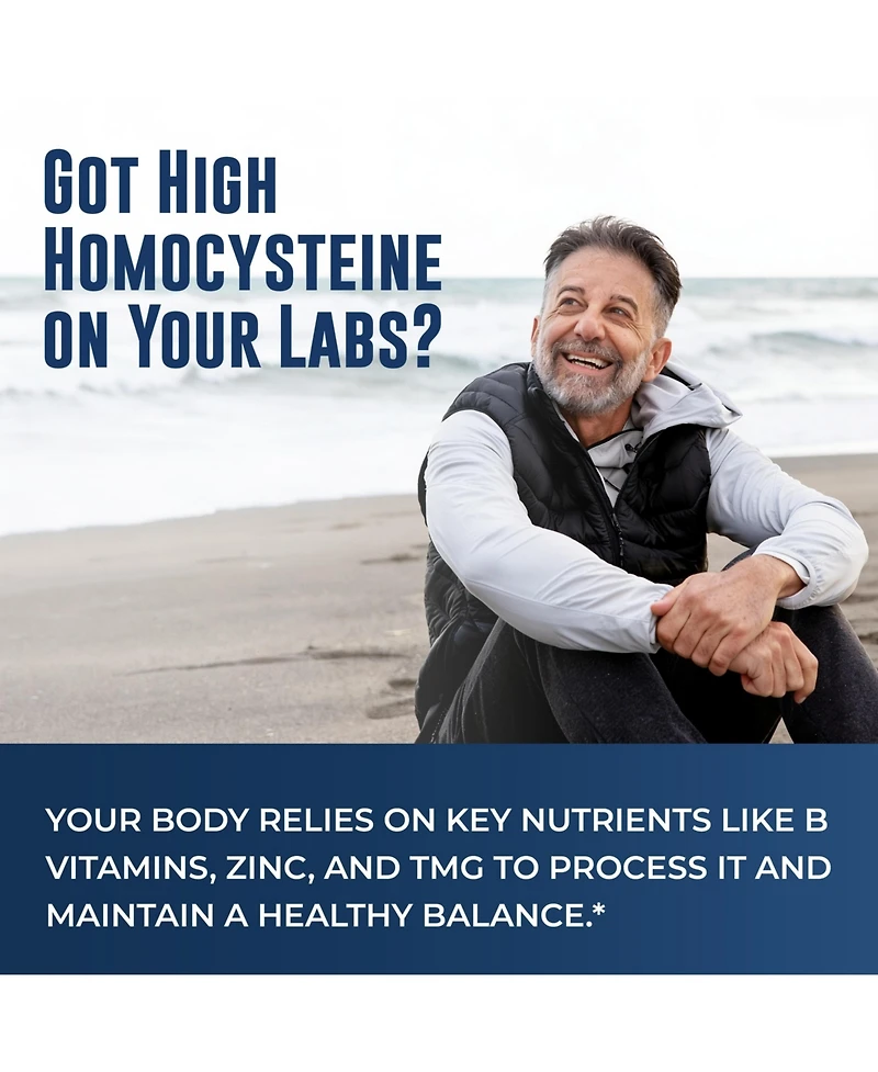 Left Coast Performance Homocysteine Support Capsules with Methylated B Complex Vitamins and Tmg, 60 Count